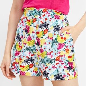 LOFT Petite Fluid Fruity Floral Pull On Shorts